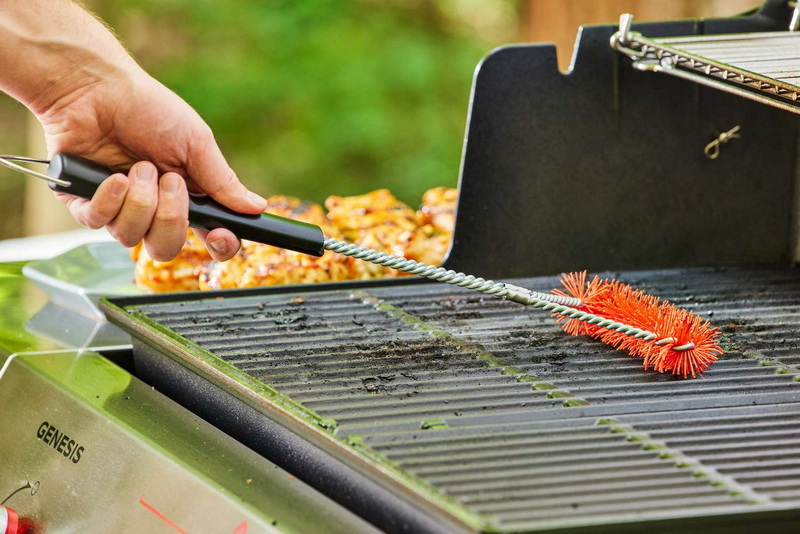 Grill Cleaning With Brush